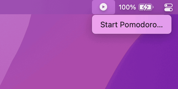 Screenshot of "Keyboard Maestro → Pomodoro → Start"