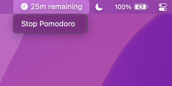 Screenshot of "Keyboard Maestro → Pomodoro → Stop"