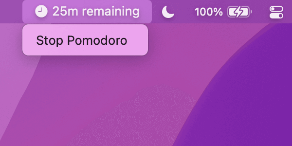 Screenshot of "Keyboard Maestro → Pomodoro → Stop"